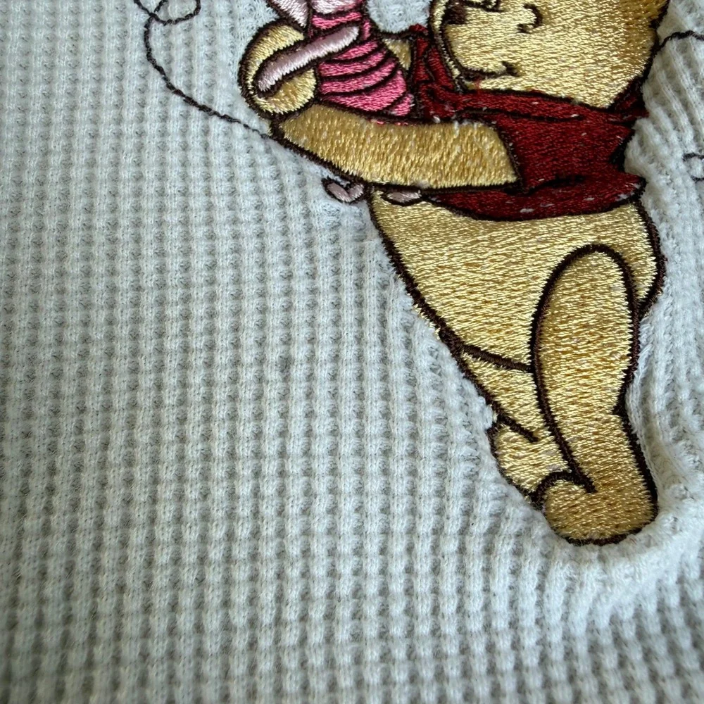 Vtg 90s Disney Winnie the Pooh Piglet Waffle Knit Baby Blanket Set 28x24 Kidcore